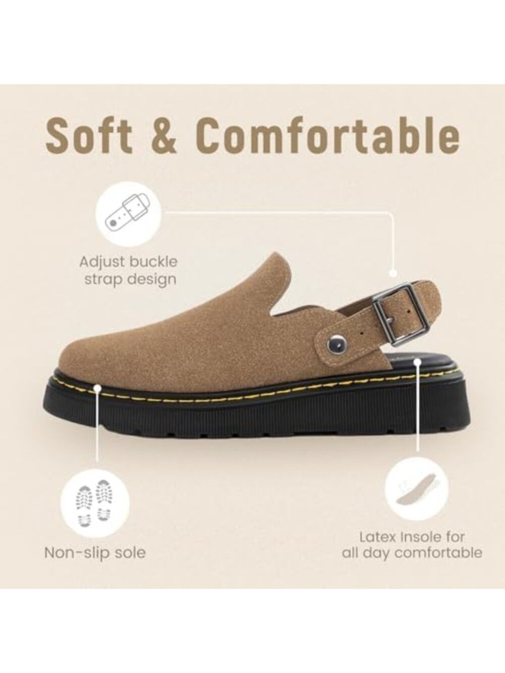 Cozy Women's Slip-On Suede Clogs with Back Strap | Comfortable Casual Footwear - Picture 4 of 6